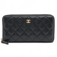 シャネル ココマーク キャビアスキン ロングウォレット がま口