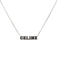 セリーヌ ロゴ ネックレス メタル ブラック×シルバー ユニヴェルシテ