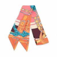 エルメス ツイリー Coup de Fouet au Bloc スカーフ シルク オレンジ