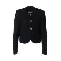 ★希少レア★セリーヌ ノーカラーツイードジャケット フィービー レザー 44 M ☆希少レア☆セリーヌ ノーカラーツイードジャケット フィービー