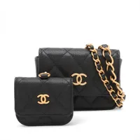 【希少】CHANEL キャビアスキン マトラッセ ウエストポーチ ウエストバッグ シャネル マトラッセ キャビアスキン ウエストポーチ ブラック