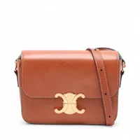 セリーヌ トリオンフ クラシック レザー ショルダーバッグ ブラウン