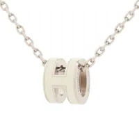 エルメス ルーペネックレス ペンダント レザー×メタル シルバー