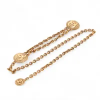 シャネル ココマーク クローバー チェーンベルト GP×革 ブラック