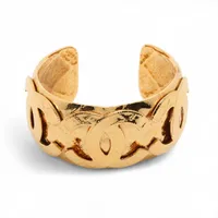 ✨️新品級✨️ シャネル ココマーク B24K バングル レザー レディース シャネル ココマーク ターンロック B24K バングル S GP×革 ゴールド