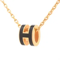 エルメス ミニポップアッシュH ネックレス GP ゴールド×ブルー