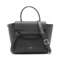 セリーヌ ラゲージ ナノショッパー レザー 2WAYハンドバッグ ブラック