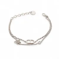 ディオール Diorロゴ ブレスレット GP×フェイクパール シルバー