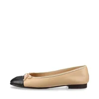 シャネル ココマーク ツイード×レザー フラットパンプス 37 1/2C