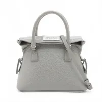 メゾンマルジェラ 2way ハンドバッグ 5AC S56WD0071 グレー メゾンマルジェラ 5AC レザー 2WAYハンドバッグ グレー UP011861｜中古