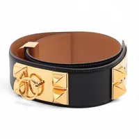 フェラガモ ダブルガンチーニ ベルト GP×革 ブラック×アイボリー