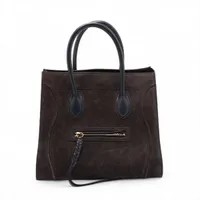 セリーヌ ラゲージ ファントム スエードxレザー ハンドバッグ ネイビー