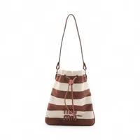Miu Miu canvas x leather Shoulder bag Brown x beige 5ND016