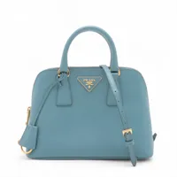 プラダ サフィアーノラクス レザー 2WAYハンドバッグ ブルー BL0838