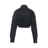 PRADA JZA ￼TECNICA レディースブルゾンブラック　40 Prada Triangle logo 22 years Cotton Denim Jacket 38 Ladies' Black
