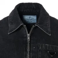 Prada Triangle logo 22 years Cotton Denim Jacket 38 Ladies' Black