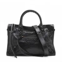 バレンシアガ ネイビーカバス レザー トートバッグ ブラック 339933