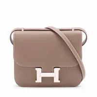 エルメス コンスタンス3 ミニ18 ミロワール ヴォーエプソン エトゥープ シルバー金具 B:2023年 ミラー付き