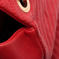 シャネル シェブロン レザー シングルフラップ ダブルチェーン