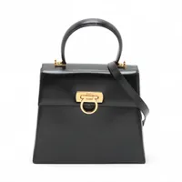 ドルチェ&ガッバーナ デニム×レザー 2WAYハンドバッグ ブラック