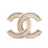 イヴサンローラン YSLロゴ ブローチ GP×ラインストーン ゴールド