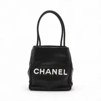 シャネル カメリア ラムスキン トートバッグ ブラック ゴールド金具 7