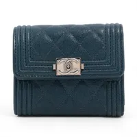 CHANEL ボーイシャネル キャビアスキン ロングウォレット ネイビー