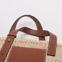 ロエベ バスケットスモール ラフィアxレザー ハンドバッグ ベージュx