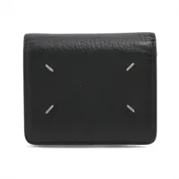 付属品完備❗️新品未使用✨マルジェラコンパクトウォレットミニ財布4ステッチ黒レザー メゾンマルジェラ 4ステッチ レザー コンパクトウォレット ブラック