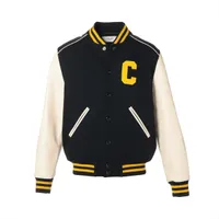 セリーヌ テディ ウール×レザー スタジャン 46 メンズ グリーン