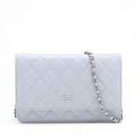 シャネル マトラッセ キャビアスキン チェーンウォレット パープル