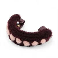 ロエベ ハート チャーム レザー ボルドー×ピンク チェーン A2828910