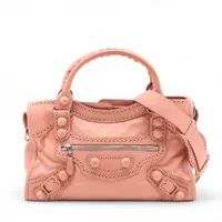 バレンシアガ ザ・シティ 2way ハンドバッグ オールレザー ピンク ミラー付 バレンシアガ ザ・ジャイアントシティ レザー 2WAYハンドバッグ ピンク