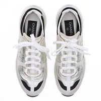 S*a様 【CHANEL】シャネル ココマーク シルバースニーカー　サイズ37 シャネル ココマーク 25A レザー スニーカー 37 レディース シルバー