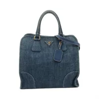 ドルチェ&ガッバーナ デニム×レザー 2WAYハンドバッグ ブラック