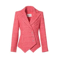 シャネル ココボタン P64 ツイード ジャケット 36 レディース ピンク