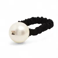 お値下げ❗️CHANEL フェイクパール シュシュ ヘアゴム　ココマーク F20V シャネル ココマーク F20V ヘアゴム フェイクパール ブラック A4038519