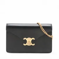 セリーヌ トリオンフ レザー ショルダーバッグ ベージュ A3075677