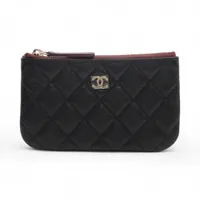 シャネル マトラッセ キャビアスキン ポーチ ブラック ゴールド金具