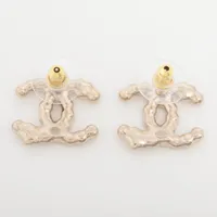 シャネル ココマーク B25P ピアス(両耳用) GP×ラインストーン×フェイク