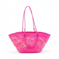 ロエベ アナグラム バスケット ラフィアxレザー カゴバッグ ピンク