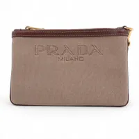 PRADA ベージュキャンバスポーチ プラダ PRADA ポーチ （ベージュ） -waja bazar - 海外ファッション