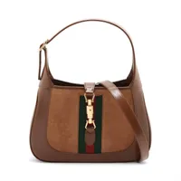 グッチ ジャッキー1961 キャンバス×レザー ショルダーバッグ ブラウン