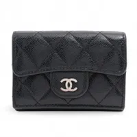 シャネル マトラッセ キャビアスキン コンパクトウォレット ブラック