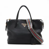プラダ ヴィッテロダイノ レザー 2WAYハンドバッグ ブラック ZZ025154
