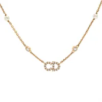 ディオール CDロゴ ネックレス GP×ラインストーン シルバー A3327304