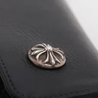 し*う様 クロムハーツウェーブ クロムハーツ ウェーブ ウォレット レザー ブラック×シルバー クロス