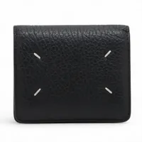 ✨未使用級　正規品✨マルジェラ　三つ折り　カレンダー　ステッチ　ブラック　レザー ✨ほぼ未使用 正規品✨マルジェラ 三つ折り ステッチ カレンダー