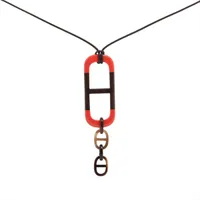 エルメス ルーペ ネックレス レザー×925 レッド×シルバー A3071088