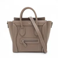 美品✨CELINE ラゲージ ナノ 2way ハンドバッグ グレージュ CELINE セリーヌ ラゲージ ナノ ショッパー グレージュ レザー 2WAY